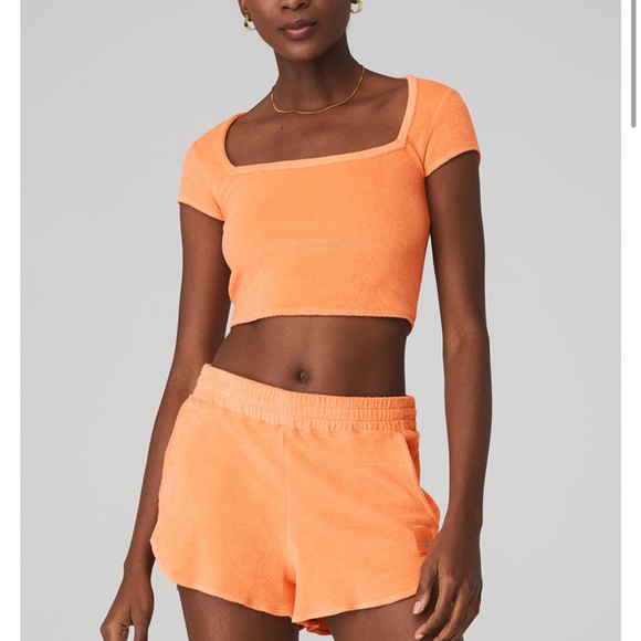 Alo Yoga Terry Beachside Short Sleeve - Cantaloupe - Picture 5 of 5